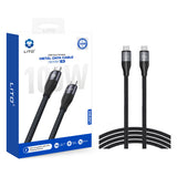 Cablu Lito (LD23CC), Type-C to Type-C, Fast Charging, Braided Nylon, 100W, 480Mbps, 1m, Gri