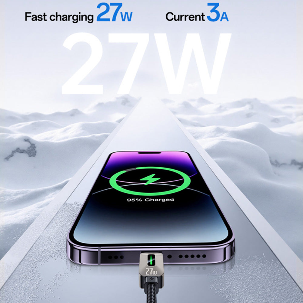 Cablu Yesido (CA199), USB-C la Lightning, 27W, 1.2m, Negru