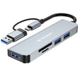 Hub/Dock Techsuit Docking Station DataBridge 5 in 1 (H7), USB, Type-C to USB 3.0, 2x USB 2.0, SD/TF Card, Gri