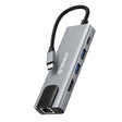 Hub/Dock Techsuit Docking Station NetBridge 5 in 1 (H1), Type-C to 1x USB2.0, 1x USB3.0, 1x Type-C, 1x HDMI, 1x RJ45, PD87W, 4K@30Hz, Gri