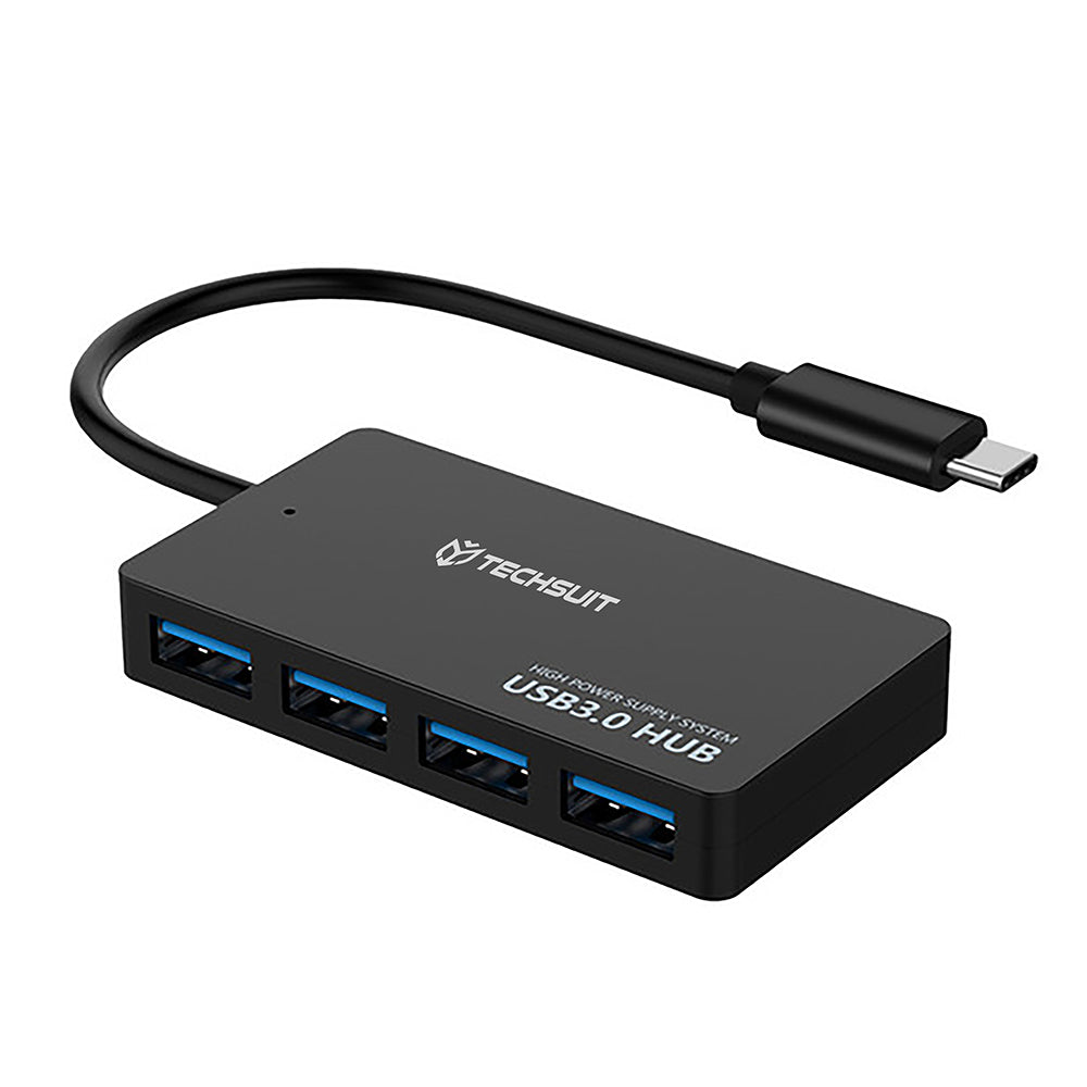 Hub/Dock Techsuit Docking Station QuantumNode 4 in 1 (H16), USB-C to 4x USB 3.0, ABS, Negru