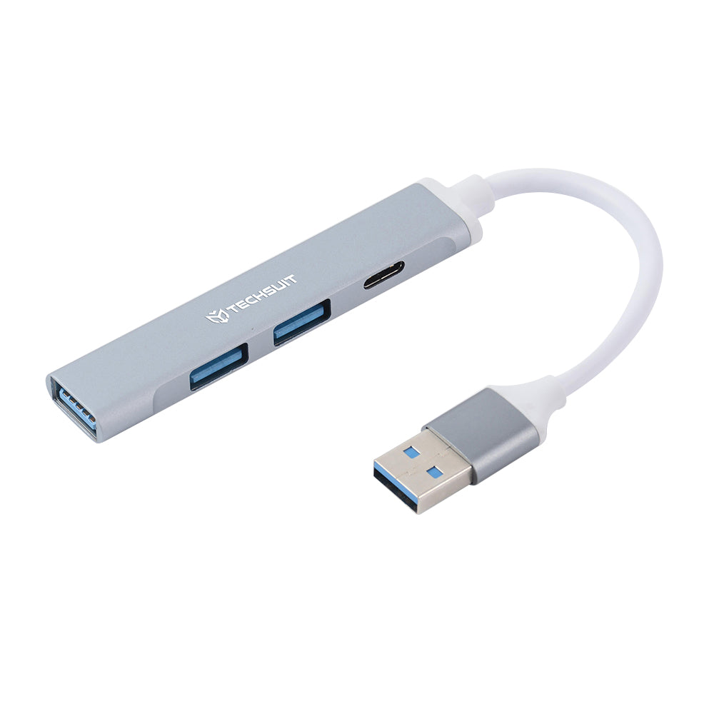 Hub/Dock Techsuit Docking Station PolarisBridge 4 in 1 (H19), USB to 2x USB 2.0, 1x USB 3.0, 1x Type-C, Gri /White
