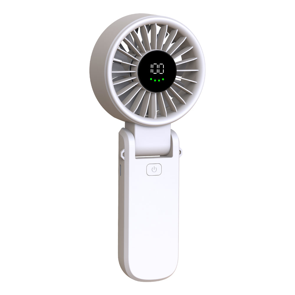 Techsuit Premium Mini Hand Fan (A10), with LED Digital Display, USB-C Rechargeable, 100 Wind Speeds, 5400RPM, Alb