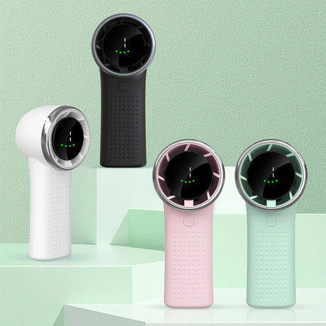 Techsuit Premium Mini Hand Fan (A8), with LED Digital Display, USB-C Rechargeable, 5 Wind Speeds, 3600mAh, Verde