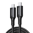 Cablu Ugreen US567 (15373), USB-C to USB-C, 3A, 60W, 1m, Nylon, Negru Gray