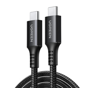 Cablu Ugreen US567 (15373), USB-C to USB-C, 3A, 60W, 1m, Nylon, Negru Gray