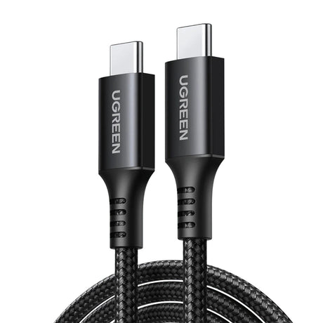 Cablu Ugreen US567 (15373), USB-C to USB-C, 3A, 60W, 1m, Nylon, Negru Gray