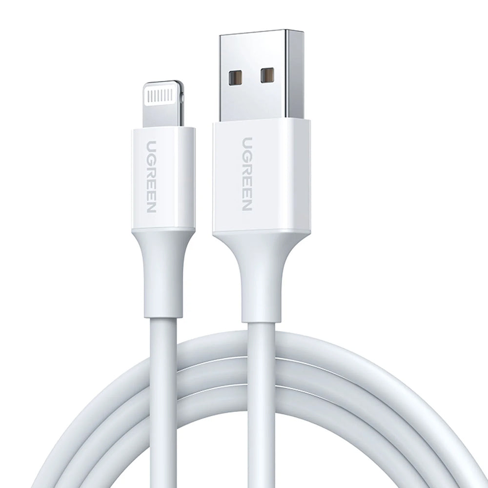 Cablu Ugreen US155 (20730), for iPhone, iPad, iPod, USB to Lightning, 5V/2.4A, 480Mbps, MFi Ceritified, 2m, Alb
