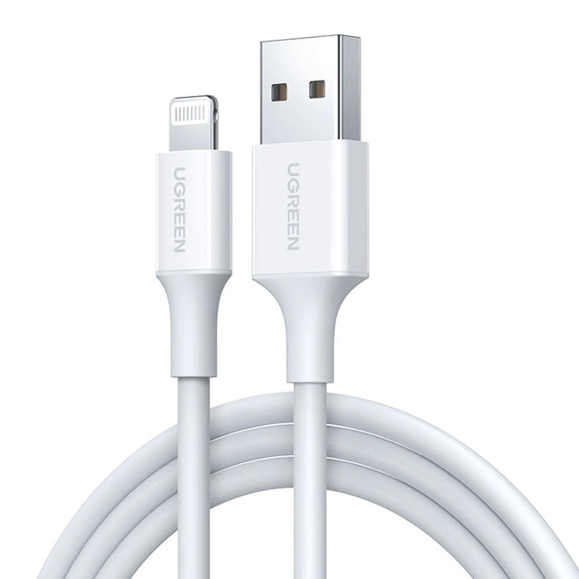 Cablu Ugreen US155 (20730), for iPhone, iPad, iPod, USB to Lightning, 5V/2.4A, 480Mbps, MFi Ceritified, 2m, Alb