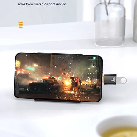 Adaptor Techsuit Premium OTG Adapter HyperPort (A2), USB to Type-C, 5Gbps, 6A, 120W, Converter for PC/Laptop, Negru / Orange