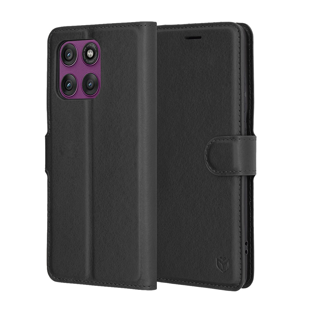 Husa de protectie Techsuit Leather Folio compatibil cu Motorola Edge 60 Pro, Negru