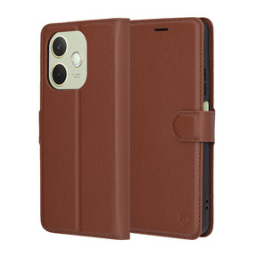 Husa de protectie Techsuit Leather Folio compatibil cu Oppo A5 Pro 4G / A5 Pro 5G, Maro