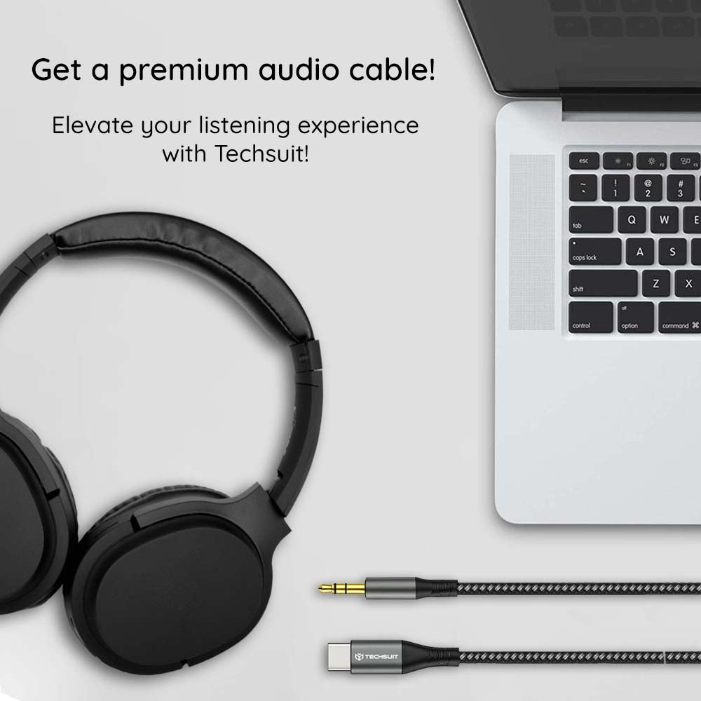 Adaptor Techsuit Premium Cable Adapter NexaSound (AC16), Type-C to 3.5mm Jack, DAC Chip, Nylon Braided + Aluminum Alloy, 1m, Gri