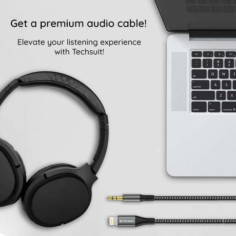 Adaptor Techsuit Premium Cable Adapter NexaSound (AC17), Lightning to 3.5mm Jack, Nylon Braided + Aluminum Alloy, 1m, Gri