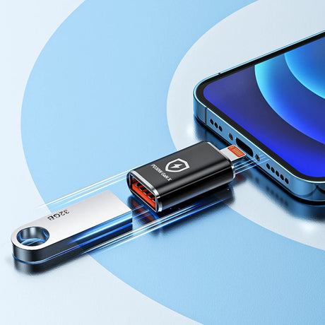 Adaptor Techsuit Premium OTG Adapter HyperPort (A6), USB3.0 to Lightning, PD30W, 5Gbps, GaN, Converter for iPhone, Negru / Orange