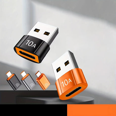 Adaptor Techsuit Premium OTG Adapter HyperPort (A7), Type-C to USB3.0, 5Gbps, 10A, Converter for Phone, Negru / Orange