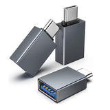 Adaptor Techsuit Premium OTG Adapter SlateVolt (A8), USB 3.0 to Type-C, 5Gbps, 3A, Aluminum Alloy, Fast Data Transfer, Gri