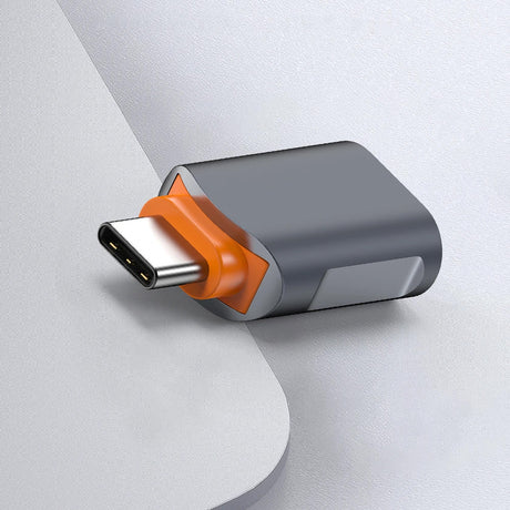 Adaptor Techsuit Premium OTG Adapter SlateVolt (A9), USB to Type-C, 5Gbps, 6A, 120W, Plug and Play, Fast Data Transfer, Gri / Orange