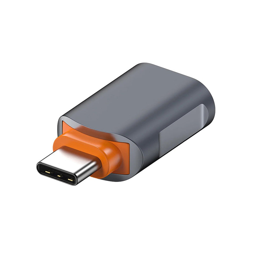 Adaptor Techsuit Premium OTG Adapter SlateVolt (A9), USB to Type-C, 5Gbps, 6A, 120W, Plug and Play, Fast Data Transfer, Gri / Orange