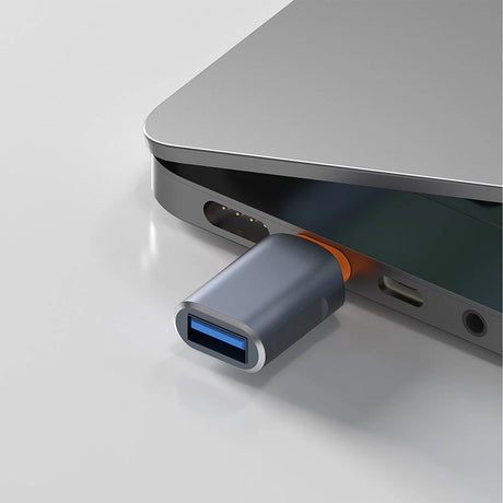 Adaptor Techsuit Premium OTG Adapter SlateVolt (A9), USB to Type-C, 5Gbps, 6A, 120W, Plug and Play, Fast Data Transfer, Gri / Orange