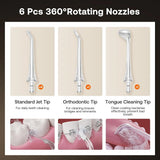 Bitvae Water Flosser (C6), Larger 300ml Size, with 6 Jet Tips, 3 Modes, 5 Intensities, Rechargeable, Negru / Gold