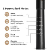 Bitvae Electric Toothbrush (E11), Ultrasonic, 8 Heads, Travel Case, White/Clean/Sensitive/Polish/Massage Modes, Negru