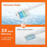 Bitvae Electric Toothbrush (S2 Smart), Ultrasonic, Soft, 8 Heads, Case, Red Light Pressure Sensor, 5 Modes, 1400mAh, Roz