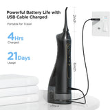 Bitvae Water Flosser (BV5020E), with 4x Standard, 1x Periodontal, 1x Orthodontic, 1x Tongue Nozzel, 300ml, 3 Modes, Negru