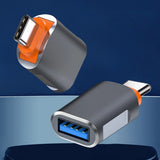Adaptor Techsuit Premium OTG Adapter SlateVolt (A9), USB to Type-C, 5Gbps, 6A, 120W, Plug and Play, Fast Data Transfer, Gri / Orange