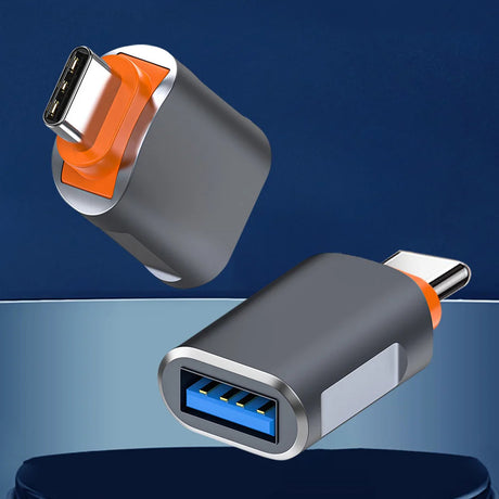 Adaptor Techsuit Premium OTG Adapter SlateVolt (A9), USB to Type-C, 5Gbps, 6A, 120W, Plug and Play, Fast Data Transfer, Gri / Orange