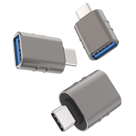 Adaptor Techsuit Premium OTG Adapter SlateVolt (A10), USB 3.0 to Type-C, 5Gbps, 3A, Zinc Alloy, Support for Thunderbolt 3, Gri