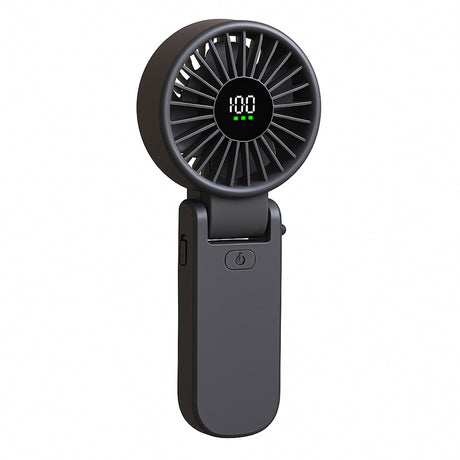 Techsuit Premium Mini Hand Fan (A10), with LED Digital Display, USB-C Rechargeable, 100 Wind Speeds, 5400RPM, Negru