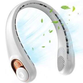 Techsuit Neck Fan (S9), Portable, with Digital Display, 3 Wind Speeds, 5200mAh, 5800RPM, Alb