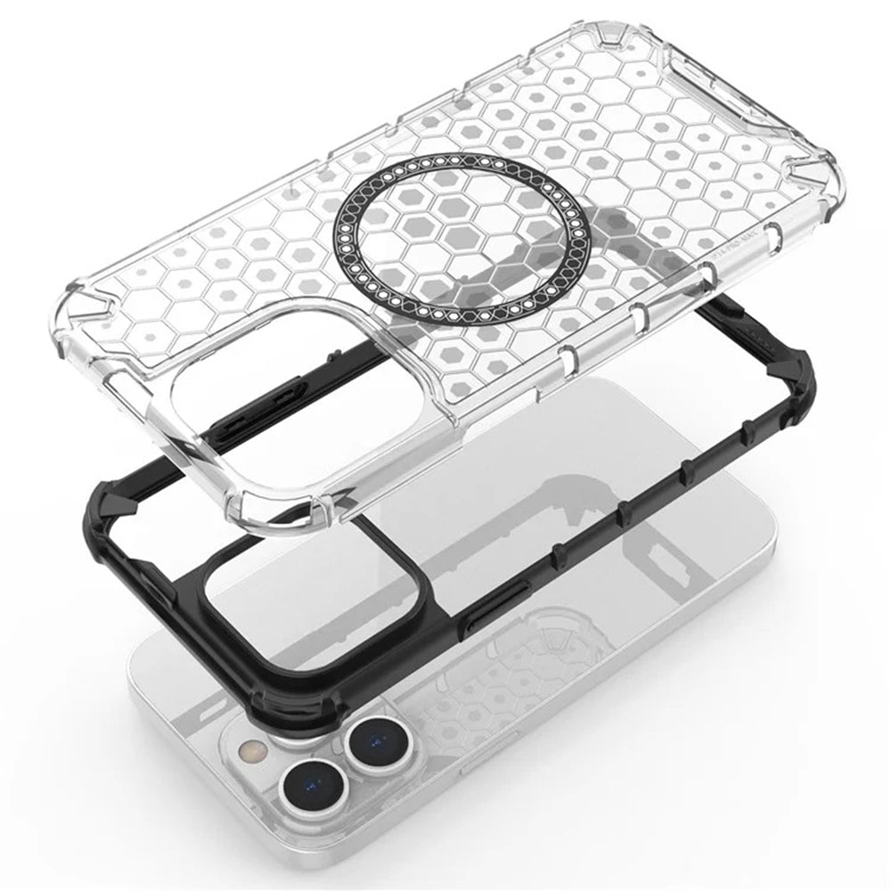 Husa de protectie Techsuit HoneyComb Shield MagSafe compatibil cu iPhone 14 Pro, Alb