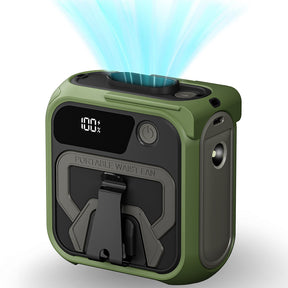 Techsuit Premium Portable Mini Fan (Z13), with Power Bank, Rechargeable, 5 Wind Speeds, Belt Buckle, 10000mAh, Verde