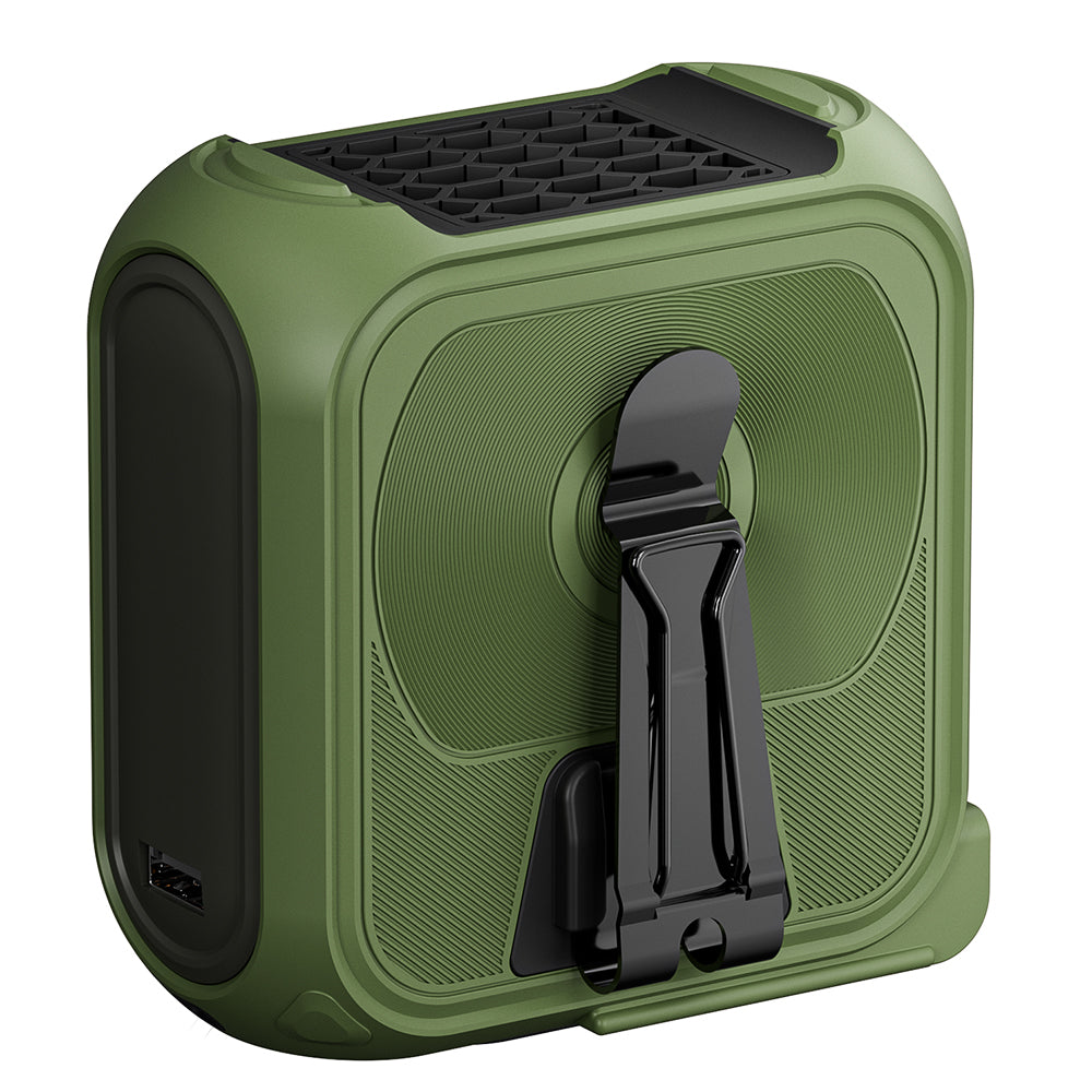 Techsuit Premium Portable Mini Fan (Z13), with Power Bank, Rechargeable, 5 Wind Speeds, Belt Buckle, 10000mAh, Verde