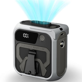 Techsuit Premium Portable Mini Fan (Z13), with Power Bank, Rechargeable, 5 Wind Speeds, Belt Buckle, 10000mAh, Gri