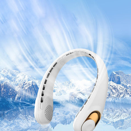 Techsuit Neck Fan (S9), Portable, with Digital Display, 3 Wind Speeds, 5200mAh, 5800RPM, Albastru