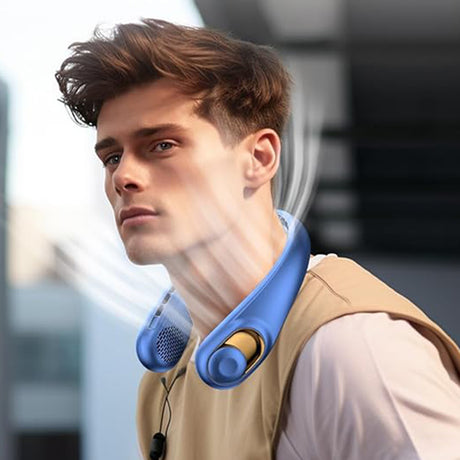 Techsuit Neck Fan (S9), Portable, with Digital Display, 3 Wind Speeds, 5200mAh, 5800RPM, Alb