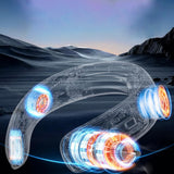 Techsuit Neck Fan (S11), Portable, Silicone Support, 4x Airflow, Digital Display, 4000mAh, 4800RPM, Alb