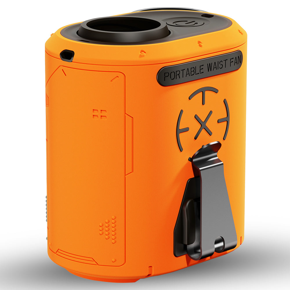 Techsuit Premium Portable Mini Fan (Z14), with Power Bank, Rechargeable, 5 Wind Speeds, Belt Buckle, 5000mAh, Portocaliu