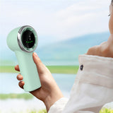 Techsuit Premium Mini Hand Fan (A8), with LED Digital Display, USB-C Rechargeable, 5 Wind Speeds, 3600mAh, Verde