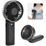 Techsuit Premium Mini Hand Fan (M12), with LED Digital Display, USB-C Rechargeable, 6 Wind Speeds, 5000mAh, Negru