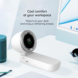Techsuit Premium Mini Hand Fan (A9), with LED Digital Display, USB-C Rechargeable, 100 Wind Speeds, 5000mAh, Verde
