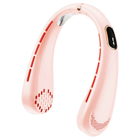 Techsuit Neck Fan (H6), Portable, USB, Rechargeable, Adjustable, Digital Display, 1200mAh, Roz