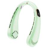 Techsuit Neck Fan (H6), Portable, USB, Rechargeable, Adjustable, Digital Display, 1200mAh, Verde