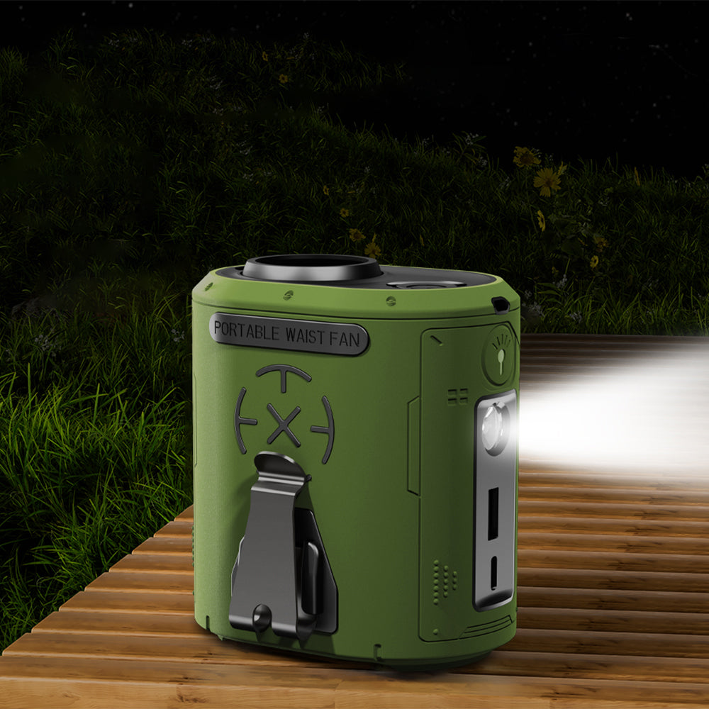 Techsuit Premium Portable Mini Fan (Z14), with Power Bank, Rechargeable, 5 Wind Speeds, Belt Buckle, 5000mAh, Portocaliu