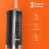 Bitvae Water Flosser (BVC2), with 5x Standard Nozzels, 1x Tongue Scraper, Soft/Normal/Potent Modes, Roz
