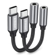 Adaptor Techsuit (set de 2) Premium Cable Adapter FuseXound (AC12), Type-C to 3.5mm Jack, 3A, DAC Chip, Plug and Play, Braid, Gri