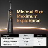 Bitvae Water Flosser (C6), Larger 300ml Size, with 6 Jet Tips, 3 Modes, 5 Intensities, Rechargeable, Negru / Gold